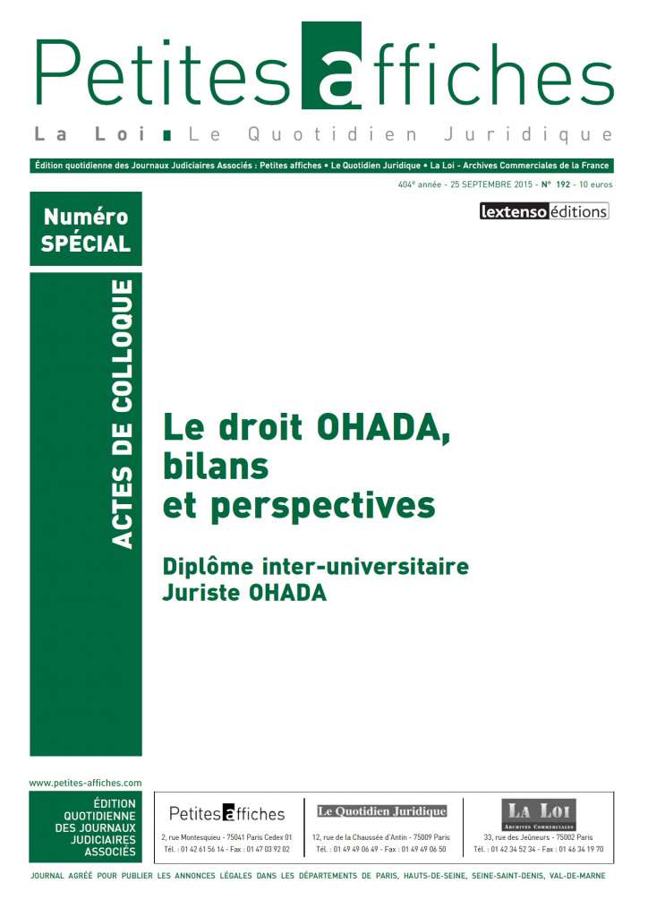 diplome universitaire juriste ohada
